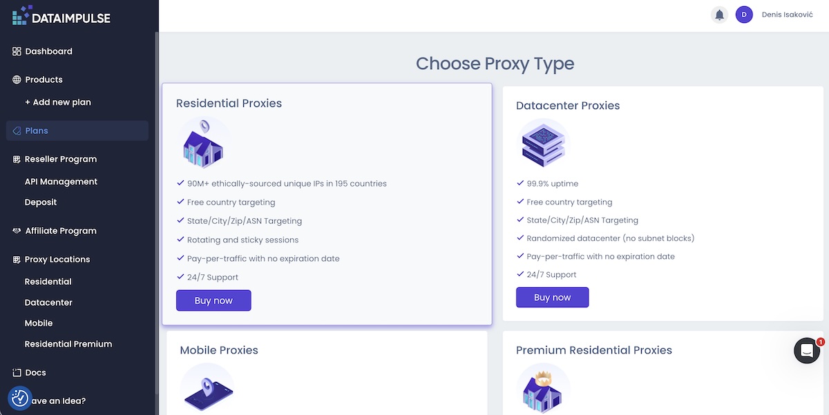 DataImpulse Dashboard