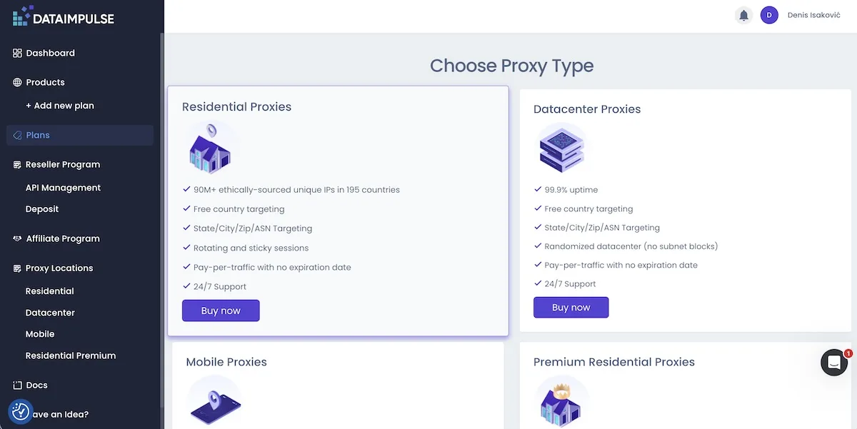DataImpulse Dashboard