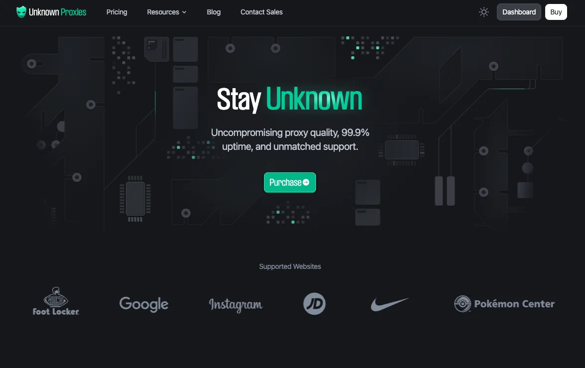 Homepage di Unknown Proxies - Stay Unknown