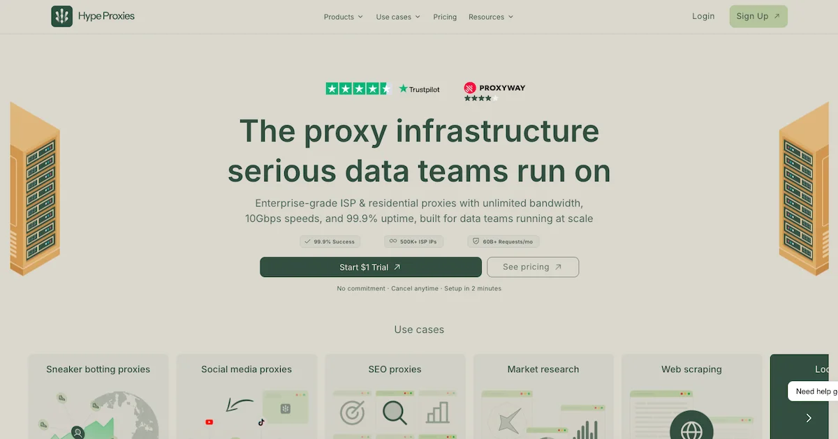 HypeProxies homepage