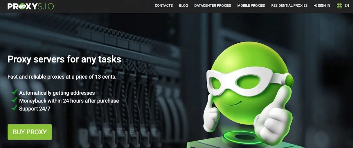 Proxys.io homepage and proxy services overview